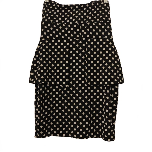 Francesca's Collection Polka Dot Peplum Strapless - Picture 5 of 8